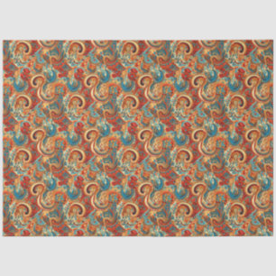 Paisley Golden Blume Abstraktes Muster 10 Seidenpapier
