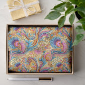 Paisley Golden Blume Abstraktes Muster 6 Seidenpapier (Geschenk)