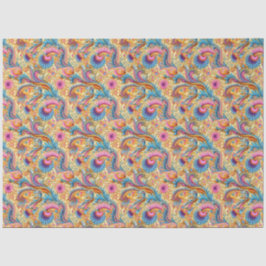 Paisley Golden Blume Abstraktes Muster 6 Seidenpapier