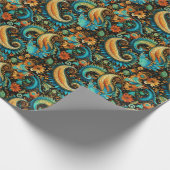 Paisley Golden Blume Abstraktes Muster 7 Geschenkpapier (Ecke)