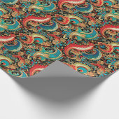 Paisley Golden Blume Abstraktes Muster 8 Geschenkpapier (Ecke)