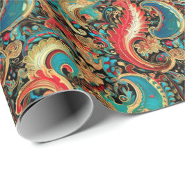 Paisley Golden Blume Abstraktes Muster 8 Geschenkpapier