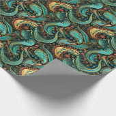 Paisley Golden Blume Abstraktes Muster 9 Geschenkpapier (Ecke)