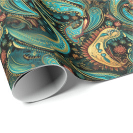 Paisley Golden Blume Abstraktes Muster 9 Geschenkpapier