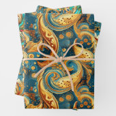 Paisley Golden Blume Abstraktes Muster Set 1 Geschenkpapier Set (Beispiel)