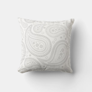 Paisley-Grau auf weißem Kissenbezug Kissen