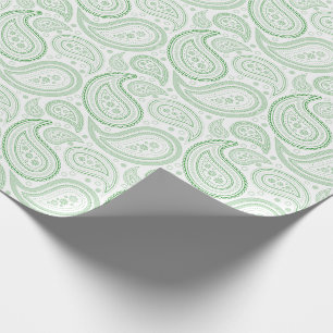 Paisley-Grün auf weißem Packpapier