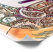 Paisley Guitar Print Poster (Ecke)