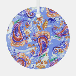 Paisley Handcraft: Watercolor Asian Background Ornament Aus Glas