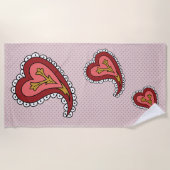Paisley Heart Beach Handtuch (Vorderseite)