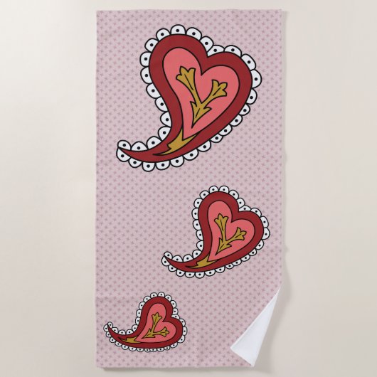 Paisley Heart Beach Handtuch (Vorderseite)