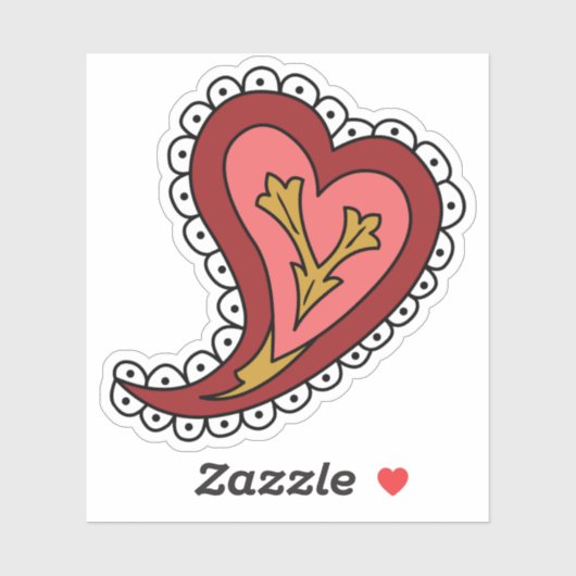 Paisley Heart Contour Sticker (Blatt)