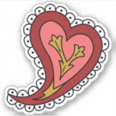 Paisley Heart Contour Sticker (Vorderseite)