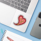 Paisley Heart Contour Sticker (Laptop mit iPhone)