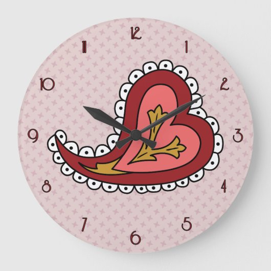 Paisley Heart Große Wanduhr (Vorderseite)