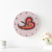 Paisley Heart Große Wanduhr (Zuhause)