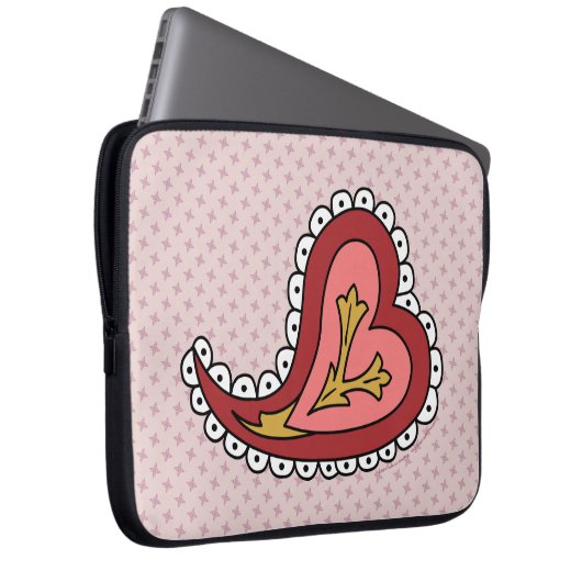 Paisley Heart Laptop Case (Vorne Rechts)