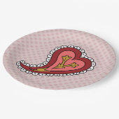 Paisley Heart Paper Plate Pappteller (Schrägansicht)