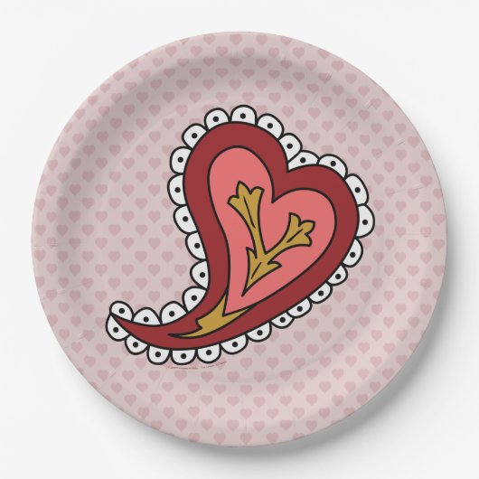 Paisley Heart Paper Plate Pappteller (Vorderseite)