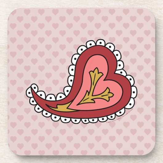Paisley Heart Square Untersetzer (Vorderseite)