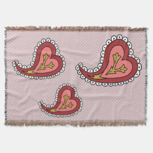 Paisley Heart Throw Blanket Decke