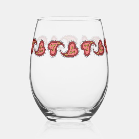 Paisley Heart Weinglas Ohne Stiel (Vorderseite)