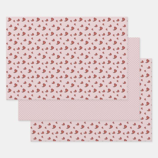Paisley Heart Wrapping Paper Set Geschenkpapier Set (Set)