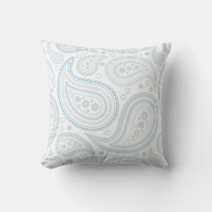 Paisley Hellblau auf Weiß Wurfkissen Kissen
