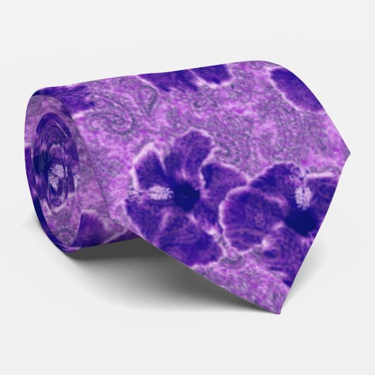 Paisley-Hibiskus-hawaiisches Retro doppelseitiges Krawatte (Gerollt)