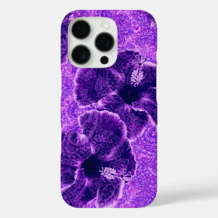 Paisley Hibiskus Vintag Psychedelic Floral Violet iPhone 16 Pro Hülle
