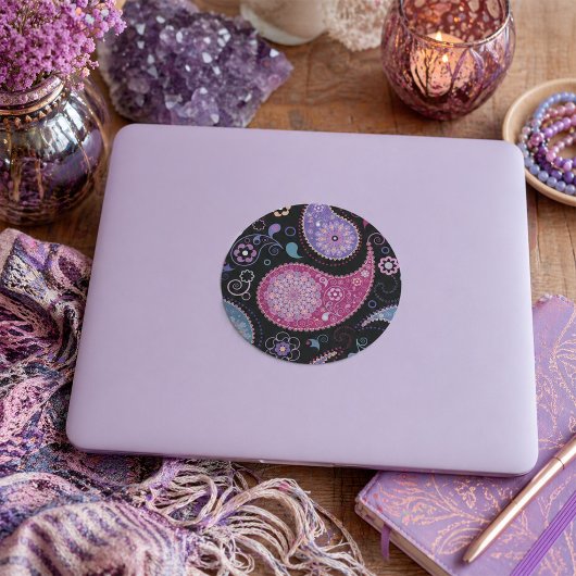 Paisley Hintergrundkleber Runder Aufkleber