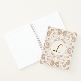 Paisley in Beige Ästhetik Moderne Tan Brown Init. Notizblock