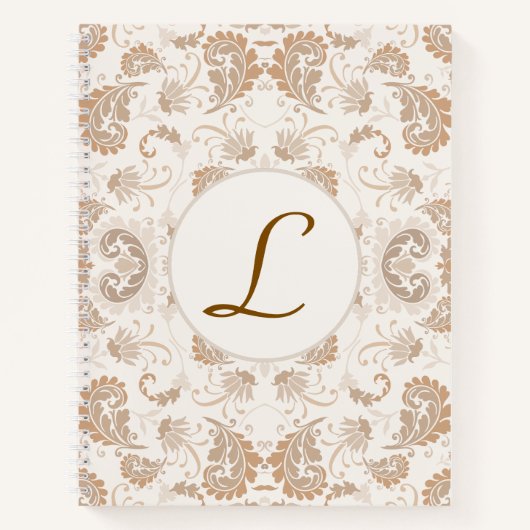 Paisley in Beige Ästhetik Moderne Tan Brown Init. Notizblock (Vorderseite)