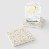 Paisley in Beige Ästhetik Moderne Tan Brown Steinuntersetzer (Seitenansicht)