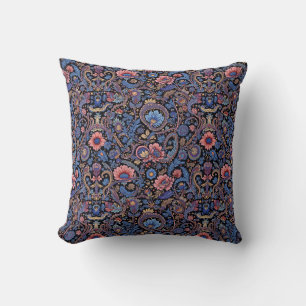 Paisley in Blau und Koralle Kissen