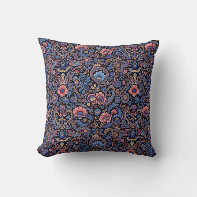 Paisley in Blue und Coral Kissen (Vorderseite)