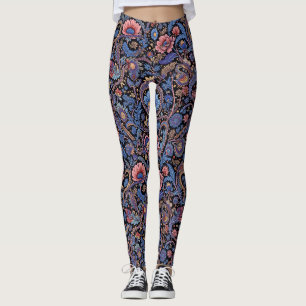 Paisley in Blue und Coral Leggings