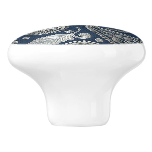 Paisley in Navy Blue und Elegant Silver Keramikknauf (Seitenansicht)