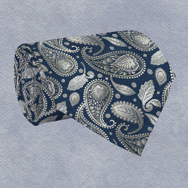 Paisley in Navy Blue und Elegant Silver Krawatte