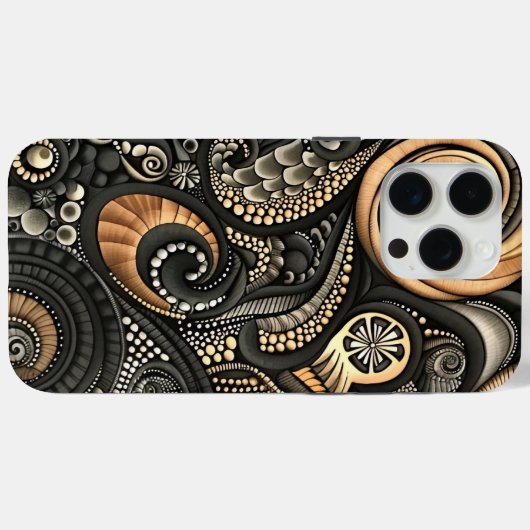 Paisley Inspiriert Black Beige Designer Case-Mate iPhone Hülle (Rückseite (Horizontal))