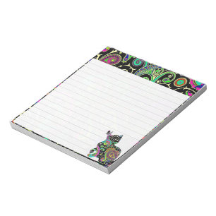 Paisley-Katze und Schmetterling Notizblock