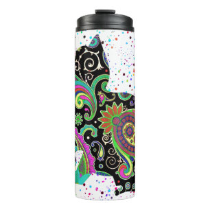 Paisley-Katze und Schmetterling-Thermal-Tumbler Thermosbecher