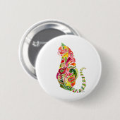 Paisley-Katzen-rundes Button (Vorne & Hinten)