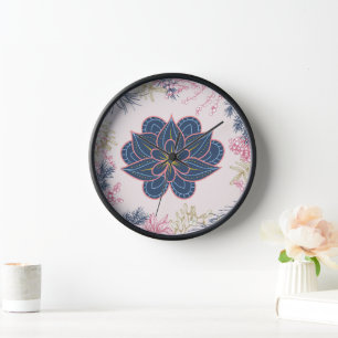 Paisley-Kunst, Blau und Lila Grafik Uhr