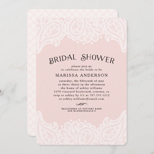 Paisley Lace Bridal Dusche Einladung | Blüte (Vorne/Hinten)