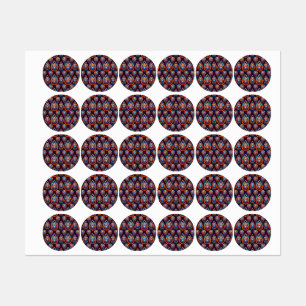 Paisley like Colorful Jewel Pattern Etiketten