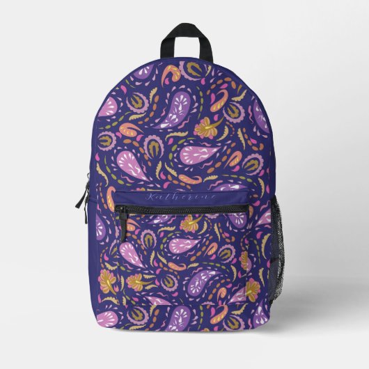 Paisley Lila Bedruckter Rucksack (Vorderseite)