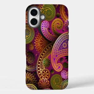 Paisley Lila iPhone 16 Plus Hülle