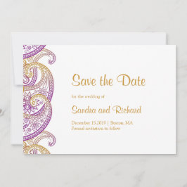 Paisley Lila & Gold Indian Wedding Save The Date
