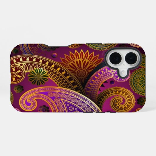 Paisley Lila iPhone 16 Hülle (Rückseite (Horizontal))